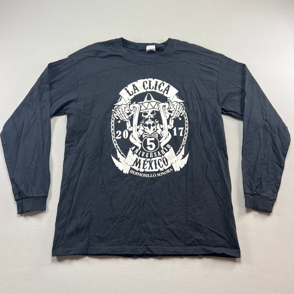 Yazbek T Shirt Mens Large Black La Clica Mexico 2017 5th Anniversary Biker Skull